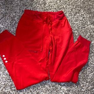 XS red joggers scrubs